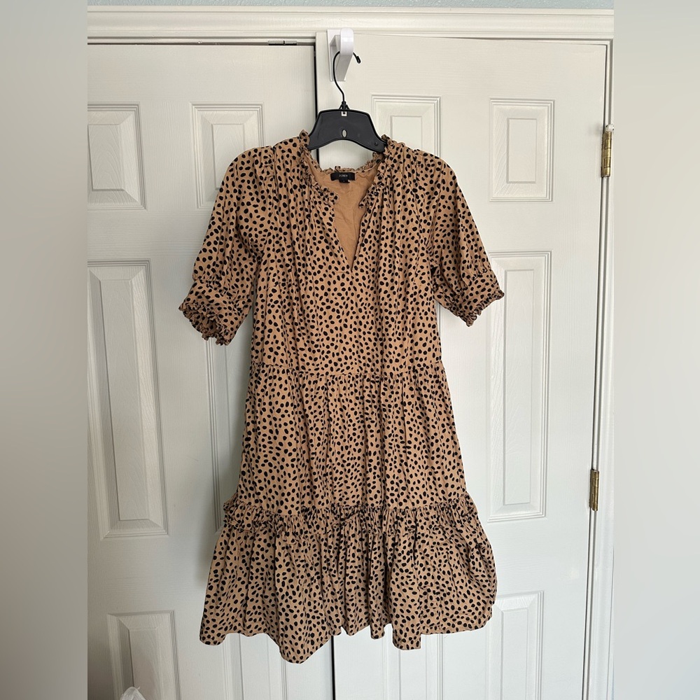Brown Polka Dot Leopard Dress by J CREW size S
